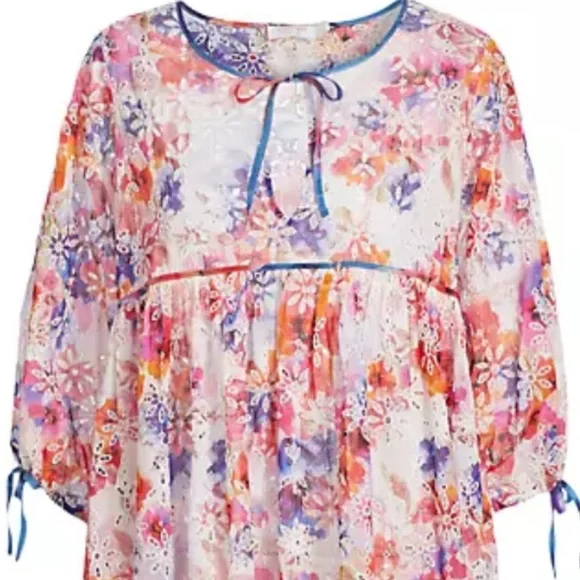 JOHNNY WAS SUMMER DAYS EYELET TIERED MIDI DRESS 
Multi color size large - Picture 2 of 9